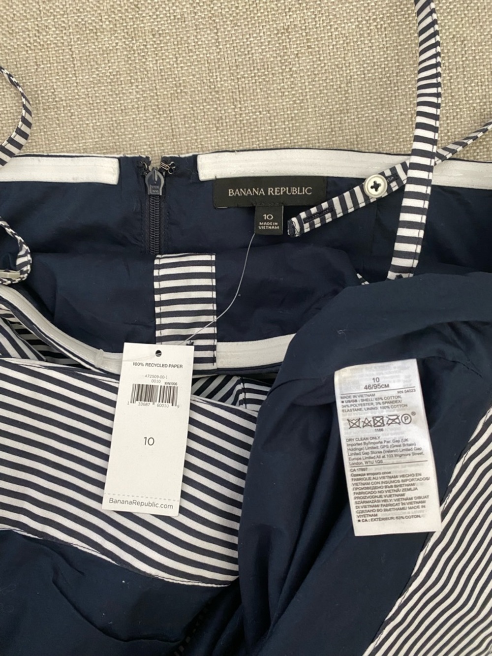 NWT Banana Republic Black and White Striped Strapless Convertible Dress - Picture 4 of 4